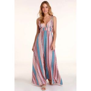 NWOT Lulu’s Multi Print Maxi Dress